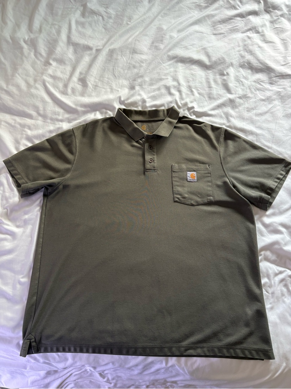 Carhartt Olive Short-Sleeve Polo with Chest Pocket